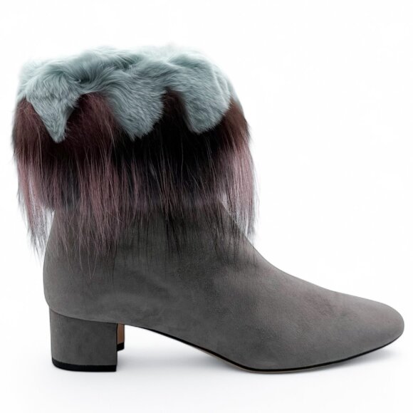 Brand New Manolo Blahnik Insofur 40 Suede and Fur Ankle Boots - Picture 4 of 12